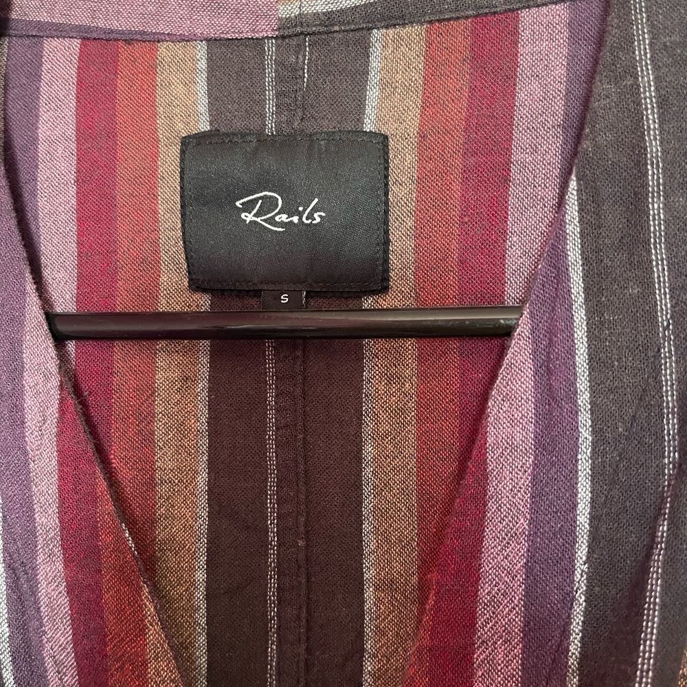 Rails Striped Tie Front Linen Blend Top - image 4